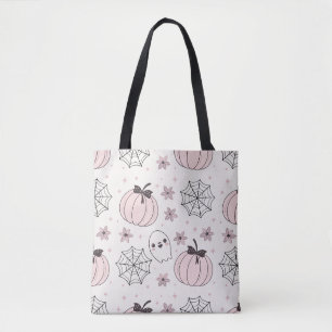 Bolsa Tote Padrão sem costura do Pastel Pink Halloween