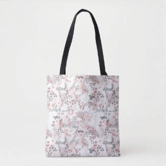 Bolsa Tote Padrão sem costura floral de tom pastel