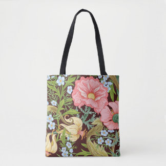 Bolsa Tote Padrão sem costura floral, fundo com arte no