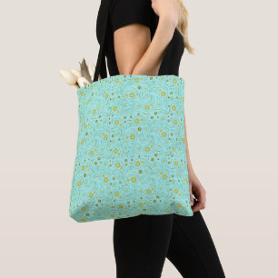 Bolsa Tote padrão sem costura turquoise paisley