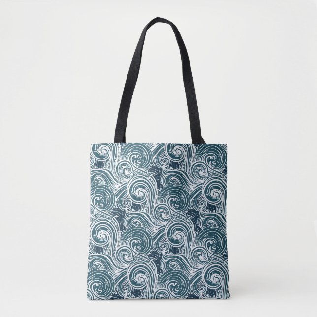 Bolsa Tote Padrão sem descontinuidades das ondas do mar (Frente)