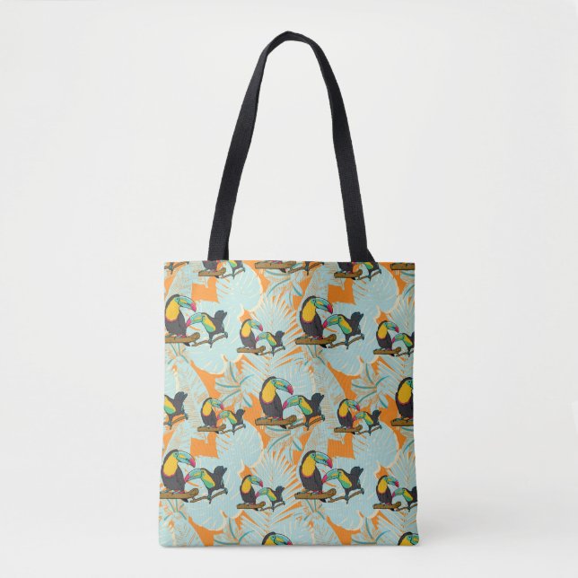 Bolsa Tote Padrão sem descontinuidades de folhas tropicais to (Frente)