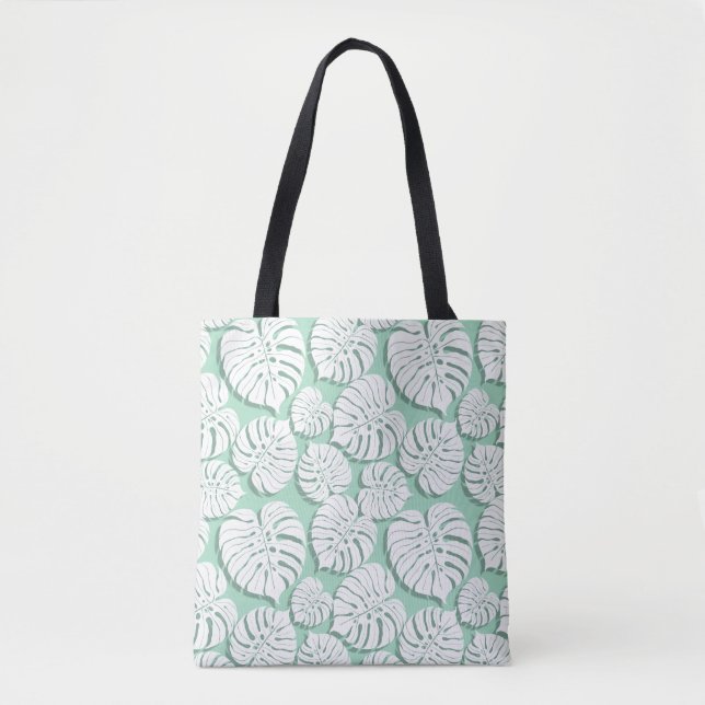 Bolsa Tote Padrão sem descontinuidades do monstera da palma 3 (Frente)