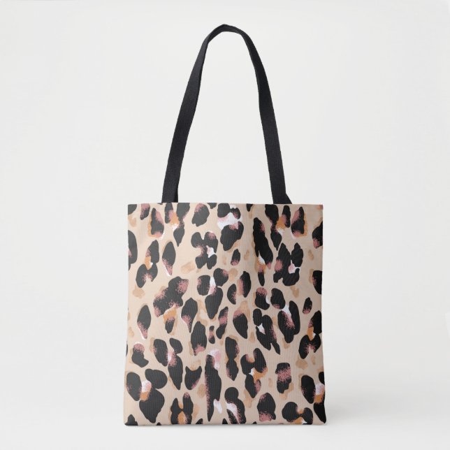 Bolsa Tote Padrão sem falhas de impressão leopardo (Frente)