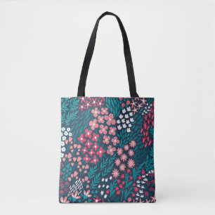 Bolsa Tote Padrão sem soldadura de flores de vindima. Sem fi