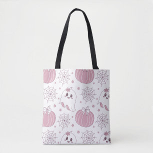 Bolsa Tote Padrão sem soldadura do Pastel Pink Halloween (3)