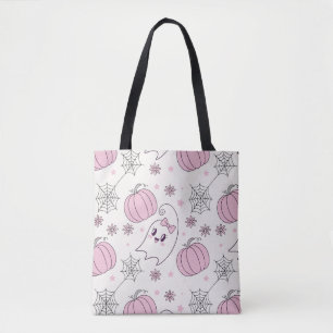 Bolsa Tote Padrão sem soldadura do Pastel Pink Halloween (4)