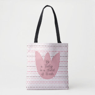 Bolsa Tote Padrão Simples de Tulipa Rosa