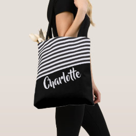 Bolsa Tote Padrão Strike Preto e Branco Personalizado