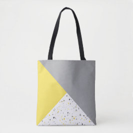 Bolsa Tote Padrão Terrazzo das Cinzas amarelas geométricas mo