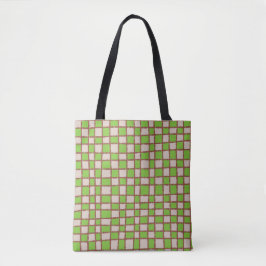 Bolsa Tote Padrão Terreno Verde Marrom Checkered Checkerboard