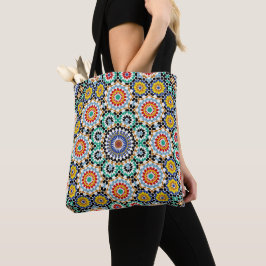 Bolsa Tote Padrão Tradicional Boho de Mosaico Marroquino