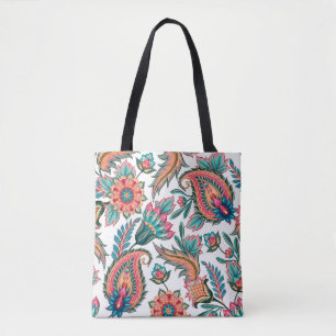 Bolsa Tote Padrão tradicional de paisley oriental uniforme. V