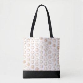 Bolsa Tote Padrão Trendy Dourado do Chakras Branco