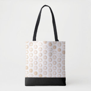 Bolsa Tote Padrão Trendy Dourado do Chakras Branco