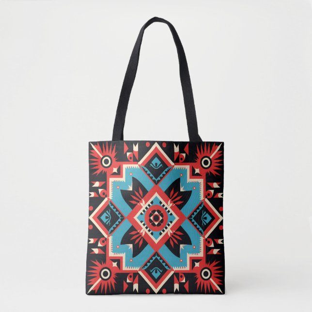 Bolsa Tote Padrão tribal colorido Cherokee indiano (Frente)