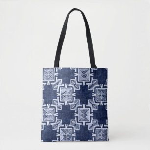 Bolsa Tote Padrão tribal colorido de Denim sem costura