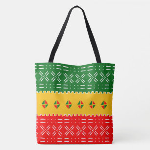 Bolsa Tote Padrão Tribal Vermelho Dourado E Verde Divertido