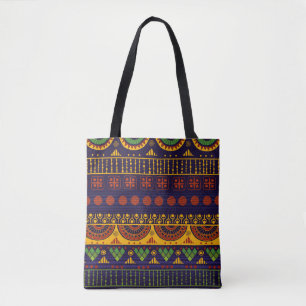 Bolsa Tote Padrão tribal, versátil para vários usos.