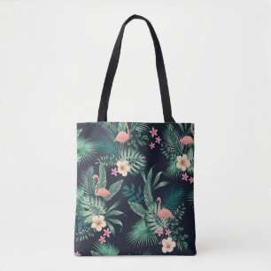 Bolsa Tote  padrão tropical sem costura com folhagem esmagado