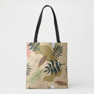 Bolsa Tote Padrão tropical sem costura com plantas, folhas, d