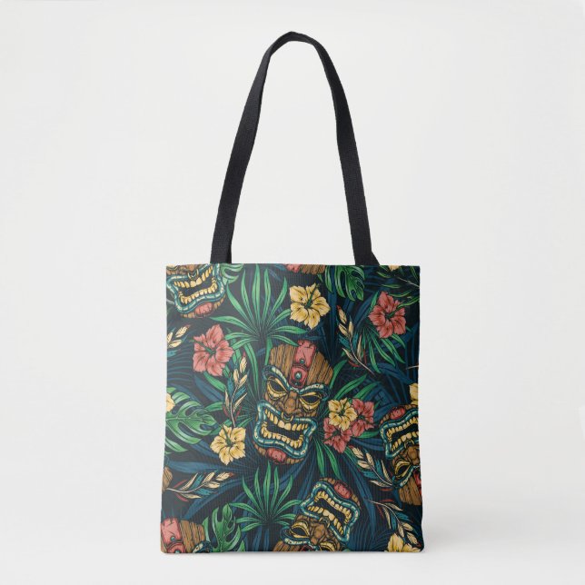 Bolsa Tote Padrão tropical úmido do Havaí com t (Frente)