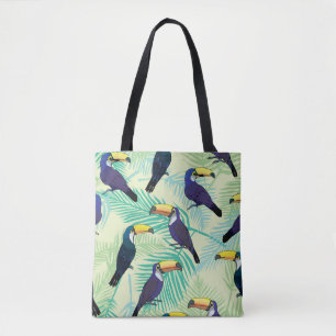 Bolsa Tote padrão tucano, vintage, ilustração