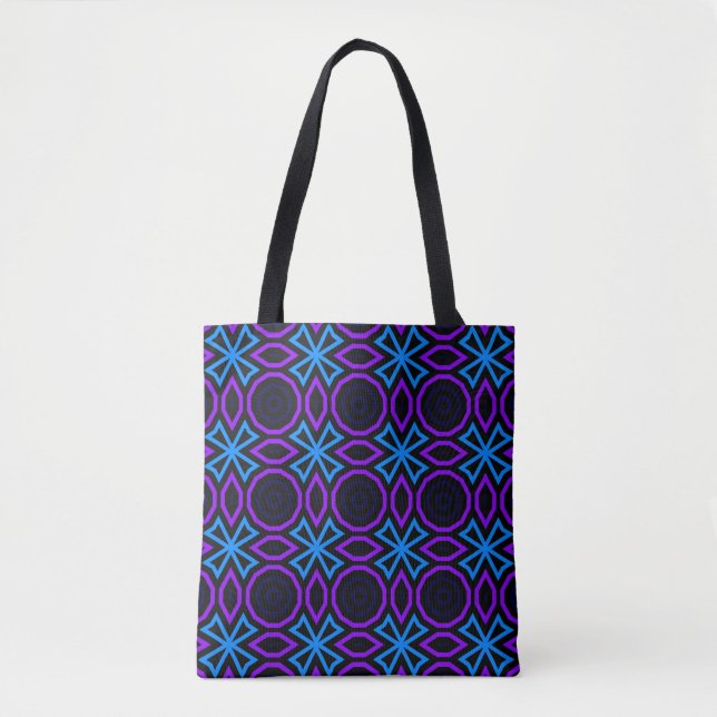 Bolsa Tote Padrão uniforme azul e preto com geomet simples (Frente)