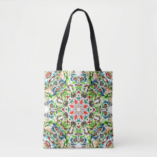 Bolsa Tote  padrão uniforme com ornamento floral brilhante. V
