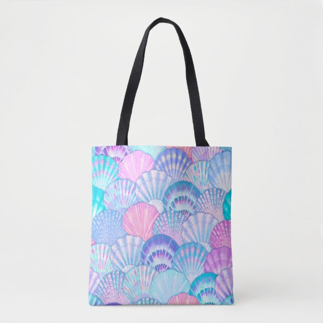 Bolsa Tote Padrão uniforme da casca do mar de aquarelas. Dese (Frente)