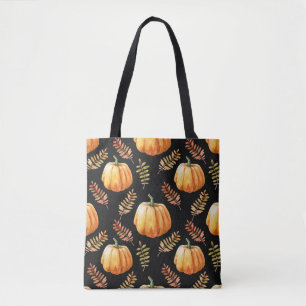 Bolsa Tote Padrão uniforme de aquarela com abóbora