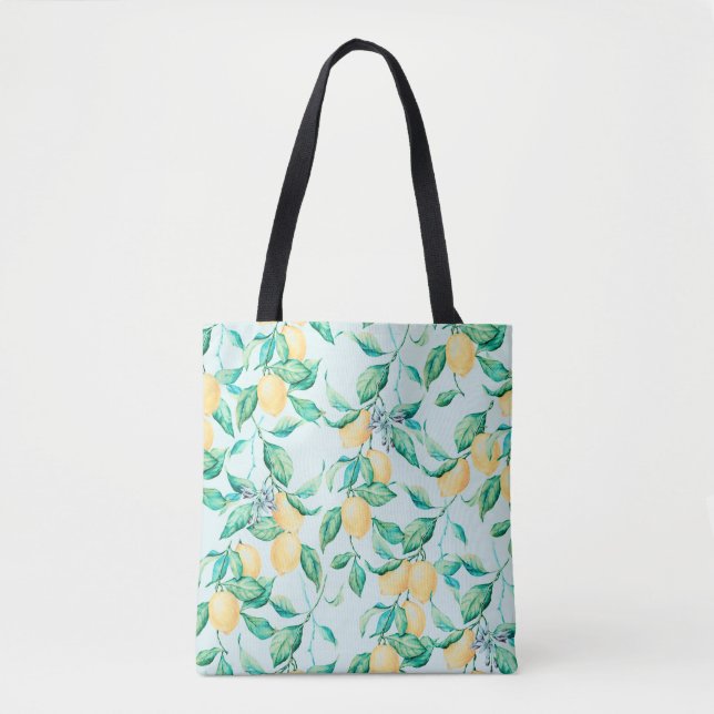 Bolsa Tote Padrão uniforme de aquarela de limão (Frente)