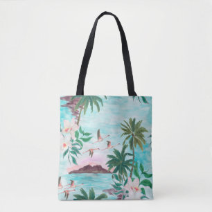 Bolsa Tote Padrão uniforme de pintura aquosa com hawaiano