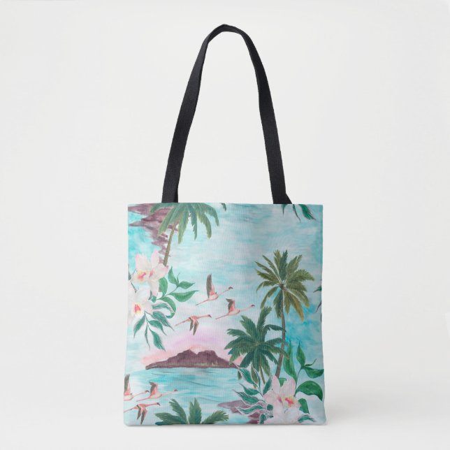 Bolsa Tote Padrão uniforme de pintura aquosa com hawaiano (Frente)