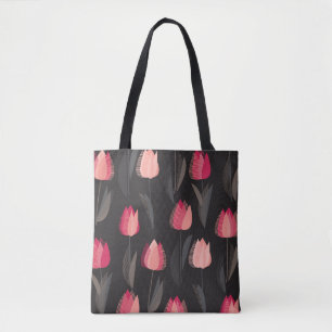 Bolsa Tote Padrão uniforme de tulipas vermelhas abstrato mod