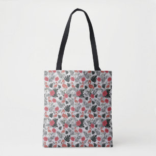 Bolsa Tote Padrão uniforme Flamingo com fundo floral