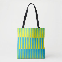 Bolsa Tote Padrão verde amarelo azul riscado