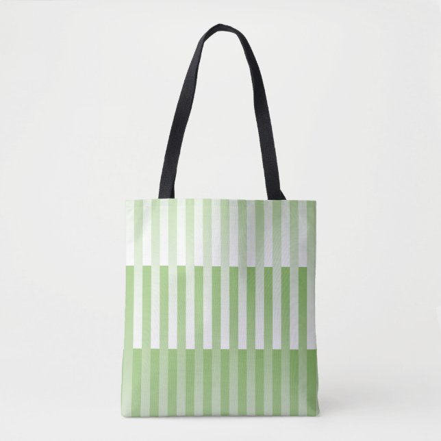 Bolsa Tote Padrão verde branco riscado (Frente)