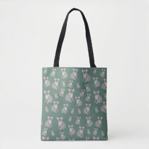 Bolsa Tote Padrão Verde Cute Koala Eucalyptus