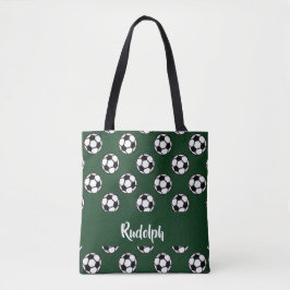 Bolsa Tote Padrão verde das bolas de futebol