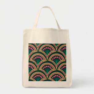Bolsa Tote padrão verde em forma de concha