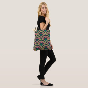 Bolsa Tote padrão verde em forma de concha