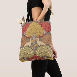 Bolsa Tote Padrão Verde Sage Floresta de Veado Stag Vintage