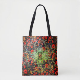 Bolsa Tote Padrão Verde Vermelho das Flores do Meadow