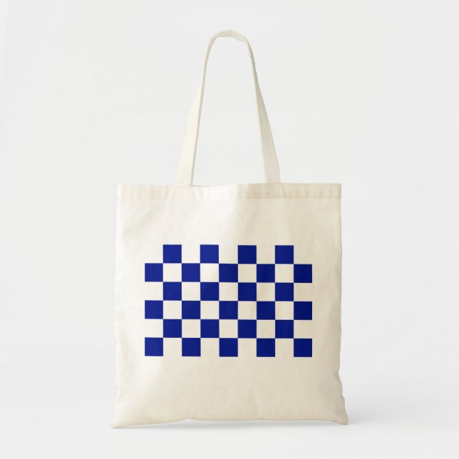 Bolsa Tote Padrão Verificado Real Azul e Branco (Frente)