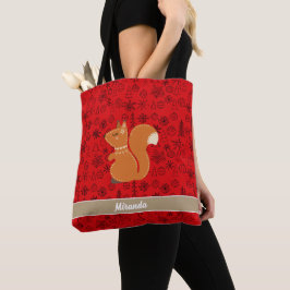 Bolsa Tote Padrão vermelho de esquilo