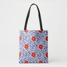 Bolsa Tote Padrão vermelho e azul