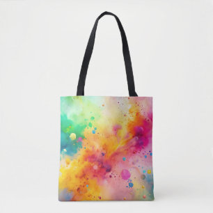 Bolsa Tote Padrão Vibrante de respingo de aquarela abstrata