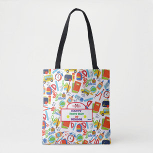 Bolsa Tote Padrão vibrante personalizável de volta à escola