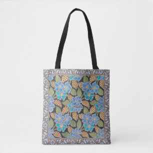 Bolsa Tote Padrão Vinca das Flores Azuis